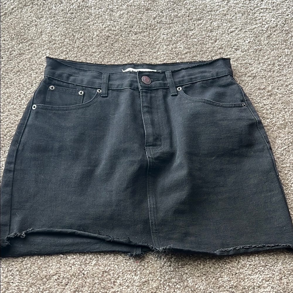 Black Denim Skater Skirt